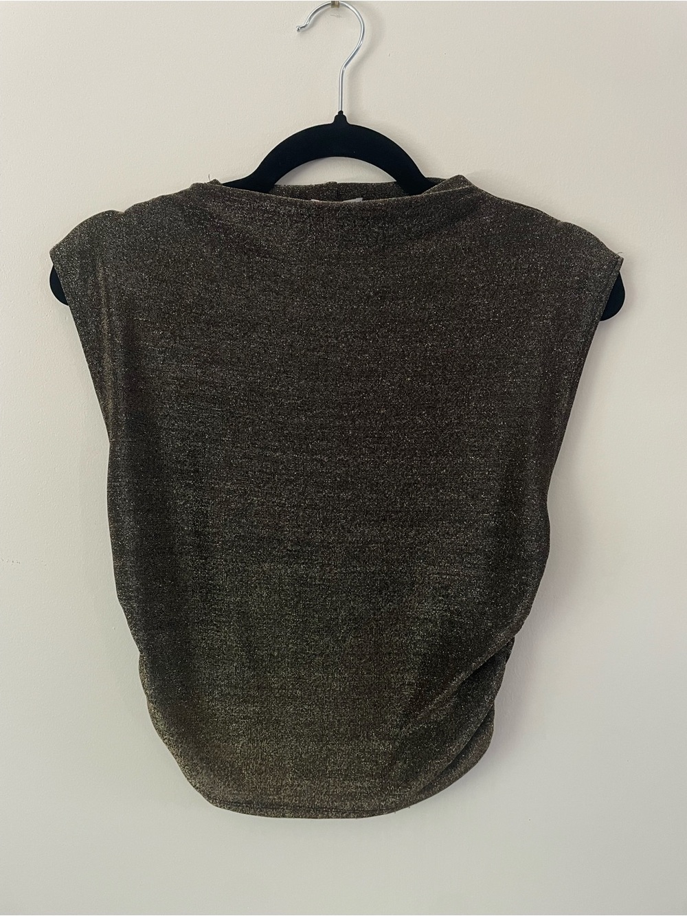 Reformation Metallic Sleeveless Tank Top - Black with Gold Shimmer